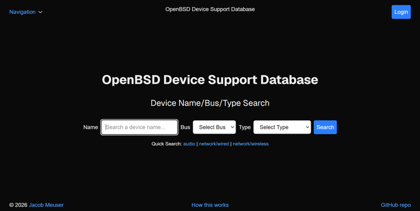 OpenBSD Device Support Database